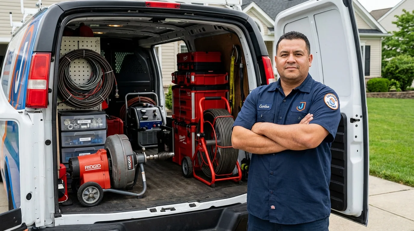 Professional drain cleaning equipment and Johns Plumbing LLC plumber in Balm